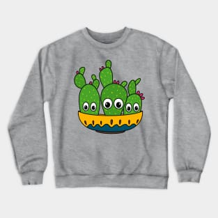 Cute Cactus Design #265: Cacti Bunch In A Bowl Planter Crewneck Sweatshirt